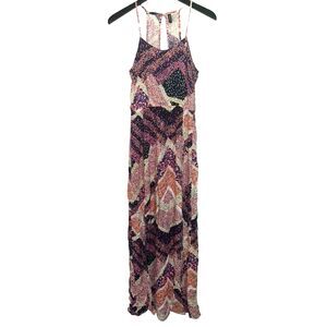 Women's Divided Patchwork Multi-Print Maxi Dress Summer Long Sleeveless Dress